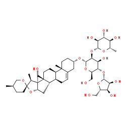 ChemSpider 2D Image | (3beta,9beta,10alpha,13alpha,17beta,22S,25R)-17-Hydroxyspirost-5-en-3-yl 6-deoxy-beta-L-glucopyranosyl-(1->2)-[beta-L-ribofuranosyl-(1->4)]-alpha-D-mannopyranoside | C44H70O17