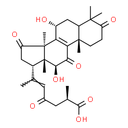 ChemSpider 2D Image | (5xi,7alpha,12beta,17alpha,20E,25R)-7,12-Dihydroxy-3,11,15,23-tetraoxolanosta-8,20(22)-dien-26-oic acid | C30H40O8