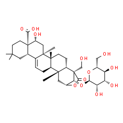 ChemSpider 2D Image | (2alpha,3alpha,5beta,16alpha,17alpha)-16,23-Dihydroxy-3-(alpha-D-mannopyranosyloxy)-24-oxo-2,24-epoxyolean-12-en-28-oic acid | C36H54O12