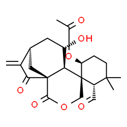 ChemSpider 2D Image | (1S,1'S,2S,6S,6'S,7'S,9'R)-6-Formyl-7'-hydroxy-5,5-dimethyl-10'-methylene-2',11'-dioxo-3'-oxaspiro[cyclohexane-1,5'-tricyclo[7.2.1.0~1,6~]dodecan]-2-yl acetate | C22H28O7