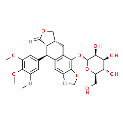 ChemSpider 2D Image | (5aR,8aS,9R)-8-Oxo-9-(3,4,5-trimethoxyphenyl)-5,5a,6,8,8a,9-hexahydrofuro[3',4':6,7]naphtho[2,3-d][1,3]dioxol-4-yl alpha-D-mannopyranoside | C28H32O13