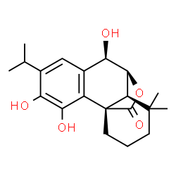 ChemSpider 2D Image | (6beta,7beta,10alpha)-7,11,12-Trihydroxy-6,20-epoxyabieta-8,11,13-trien-20-one | C20H26O5