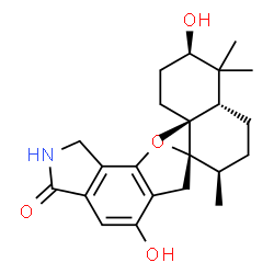 ChemSpider 2D Image | (2S,2'R,4a'S,6'R,8a'R)-4,6'-Dihydroxy-2',5',5',8a'-tetramethyl-3',4',4a',5',6',7,7',8,8',8a'-decahydro-2'H-spiro[furo[2,3-e]isoindole-2,1'-naphthalen]-6(3H)-one | C23H31NO4