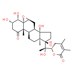 ChemSpider 2D Image | (3beta,4beta,5beta,6alpha,9beta,10alpha,14beta,22S)-3,4,14,17,20-Pentahydroxy-5,6:22,26-diepoxyergost-24-ene-1,26-dione | C28H40O9