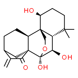 ChemSpider 2D Image | (1alpha,6alpha,7alpha,9beta,10alpha)-1,6,7-Trihydroxy-7,20-epoxykaur-16-en-15-one | C20H28O5