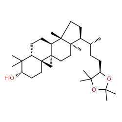 ChemSpider 2D Image | (1S,3aS,3bS,5aR,7S,9aS,10aS,12aR)-3a,6,6,12a-Tetramethyl-1-{(2R)-4-[(4R)-2,2,5,5-tetramethyl-1,3-dioxolan-4-yl]-2-butanyl}tetradecahydro-1H-cyclopenta[a]cyclopropa[e]phenanthren-7-ol (non-preferred na
me) | C33H56O3