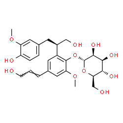 ChemSpider 2D Image | 2-[(2R)-1-Hydroxy-3-(4-hydroxy-3-methoxyphenyl)-2-propanyl]-4-[(1E)-3-hydroxy-1-propen-1-yl]-6-methoxyphenyl alpha-D-mannopyranoside | C26H34O11