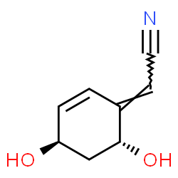ChemSpider 2D Image | (2E)-[(4R,6R)-4,6-Dihydroxy-2-cyclohexen-1-ylidene]acetonitrile | C8H9NO2