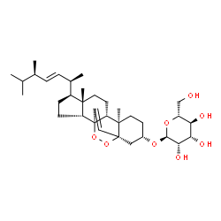 ChemSpider 2D Image | (1S,2R,5S,6S,9R,10R,13S,15S)-5-[(2R,3E,5R)-5,6-Dimethyl-3-hepten-2-yl]-6,10-dimethyl-16,17-dioxapentacyclo[13.2.2.0~1,9~.0~2,6~.0~10,15~]nonadec-18-en-13-yl alpha-D-mannopyranoside | C34H54O8