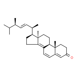 ChemSpider 2D Image | (9beta,10alpha,17alpha,22E)-Ergosta-4,6,8(14),22-tetraen-3-one | C28H40O