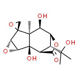 ChemSpider 2D Image | (1R,2R,3R,5S,6S,7S,8R,9S,12R)-2,8-Dihydroxy-12-(2-hydroxy-2-propanyl)-7-methyl-11H-spiro[4,10-dioxatetracyclo[7.2.1.0~2,7~.0~3,5~]dodecane-6,2'-oxiran]-11-one | C15H20O7