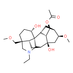 ChemSpider 2D Image | (1alpha,14beta,16beta)-20-Ethyl-1,8-dihydroxy-16-methoxy-4-(methoxymethyl)aconitan-14-yl acetate | C25H39NO6