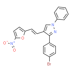 ChemSpider 2D Image | 3-(4-Bromophenyl)-4-[(E)-2-(5-nitro-2-furyl)vinyl]-1-phenyl-1H-pyrazole | C21H14BrN3O3