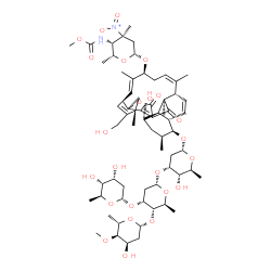 ChemSpider 2D Image | (1R,3R,6S,7E,9S,11Z,13S,16S,17S,18S,21R,22S)-27-Hydroxy-4-(hydroxymethyl)-3,8,12,18,20,22-hexamethyl-23,25-dioxo-9-({2,3,4,6-tetradeoxy-4-[(methoxycarbonyl)amino]-3-methyl-3-nitro-beta-D-xylo-hexopyra
nosyl}oxy)-26-oxapentacyclo[22.2.1.0~1,6~.0~13,22~.0~16,21~]heptacosa-4,7,11,14,24(27)-pentaen-17-yl 2,6-dideoxy-alpha-L-ribo-hexopyranosyl-(1->3)-[2,6-dideoxy-4-O-methyl-beta-L-ribo-hexopyranosyl-(1-
>4)]-2,6-dideoxy-alpha-L-ribo-hexopyranosyl-(1->3)-2,6-dideoxy-alpha-L-ribo-hexopyranoside | C67H100N2O24