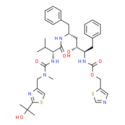 ChemSpider 2D Image | N-[(2R,4R,5R)-4-Hydroxy-1,6-diphenyl-5-{[(1,3-thiazol-5-ylmethoxy)carbonyl]amino}-2-hexanyl]-N~2~-[{[2-(2-hydroxy-2-propanyl)-1,3-thiazol-4-yl]methyl}(methyl)carbamoyl]-D-valinamide | C37H48N6O6S2