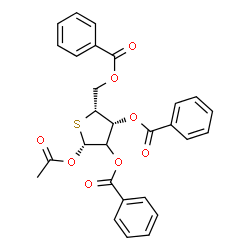 ChemSpider 2D Image | (2xi)-1-O-Acetyl-2,3,5-tri-O-benzoyl-4-thio-beta-D-threo-pentofuranose | C28H24O8S