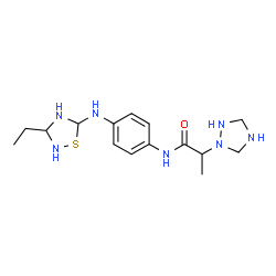 ChemSpider 2D Image | N-{4-[(3-Ethyl-1,2,4-thiadiazolidin-5-yl)amino]phenyl}-2-(1,2,4-triazolidin-1-yl)propanamide | C15H25N7OS