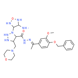ChemSpider 2D Image | 3-(4-Amino-1,2,5-oxadiazolidin-3-yl)-N'-{(1E)-1-[4-(benzyloxy)-3-methoxyphenyl]ethylidene}-5-(4-morpholinylmethyl)-1,2,3-triazolidine-4-carbohydrazide | C26H37N9O5