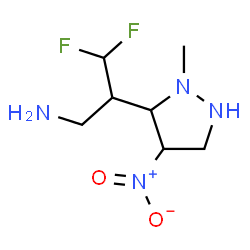 ChemSpider 2D Image | 3,3-Difluoro-2-(2-methyl-4-nitro-3-pyrazolidinyl)-1-propanamine | C7H14F2N4O2