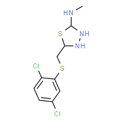 ChemSpider 2D Image | 5-{[(2,5-Dichlorophenyl)sulfanyl]methyl}-N-methyl-1,3,4-thiadiazolidin-2-amine | C10H13Cl2N3S2