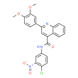 ChemSpider 2D Image | N-(4-Chloro-3-nitrophenyl)-2-(3,4-dimethoxyphenyl)-4-quinolinecarboxamide | C24H18ClN3O5