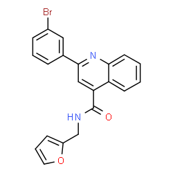 ChemSpider 2D Image | 2-(3-Bromophenyl)-N-(2-furylmethyl)-4-quinolinecarboxamide | C21H15BrN2O2