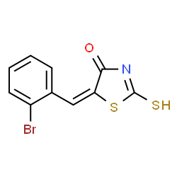 ChemSpider 2D Image | (5E)-5-(2-Bromobenzylidene)-2-thioxo-1,3-thiazolidin-4-one | C10H6BrNOS2