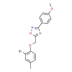 ChemSpider 2D Image | 5-[(2-Bromo-4-methylphenoxy)methyl]-3-(4-methoxyphenyl)-1,2,4-oxadiazole | C17H15BrN2O3