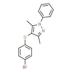 ChemSpider 2D Image | 4-[(4-Bromophenyl)sulfanyl]-3,5-dimethyl-1-phenyl-1H-pyrazole | C17H15BrN2S