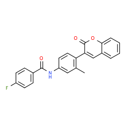 ChemSpider 2D Image | 4-Fluoro-N-[3-methyl-4-(2-oxo-2H-chromen-3-yl)phenyl]benzamide | C23H16FNO3