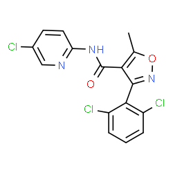 ChemSpider 2D Image | N-(5-Chloro-2-pyridinyl)-3-(2,6-dichlorophenyl)-5-methyl-1,2-oxazole-4-carboxamide | C16H10Cl3N3O2