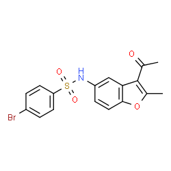 ChemSpider 2D Image | N-(3-Acetyl-2-methyl-1-benzofuran-5-yl)-4-bromobenzenesulfonamide | C17H14BrNO4S