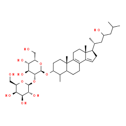 ChemSpider 2D Image | 23-Hydroxy-4-methylcholesta-8,14-dien-3-yl 2-O-beta-D-galactopyranosyl-alpha-L-idopyranoside | C40H66O12