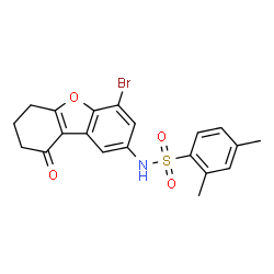 ChemSpider 2D Image | N-(4-Bromo-9-oxo-6,7,8,9-tetrahydrodibenzo[b,d]furan-2-yl)-2,4-dimethylbenzenesulfonamide | C20H18BrNO4S