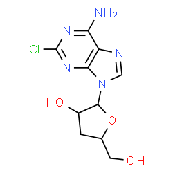 ChemSpider 2D Image | 2-Chloro-9-(3-deoxypentofuranosyl)-9H-purin-6-amine | C10H12ClN5O3