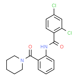 ChemSpider 2D Image | 2,4-Dichloro-N-[2-(1-piperidinylcarbonyl)phenyl]benzamide | C19H18Cl2N2O2