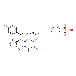 ChemSpider 2D Image | (8S,9S)-5-Fluoro-8-(4-fluorophenyl)-9-(1-methyl-1H-1,2,4-triazol-5-yl)-1,2,8,9-tetrahydro-3H-pyrido[4,3,2-de]phthalazin-3-one 4-methylbenzenesulfonate (1:1) | C26H22F2N6O4S