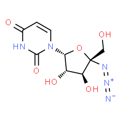 ChemSpider 2D Image | 1-[(2R,3S,4S,5S)-5-Azido-3,4-dihydroxy-5-(hydroxymethyl)tetrahydro-2-furanyl]-2,4(1H,3H)-pyrimidinedione (non-preferred name) | C9H11N5O6