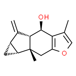 ChemSpider 2D Image | (4R,4aS,5aS,6aR,6bR)-3,6b-Dimethyl-5-methylene-4,4a,5,5a,6,6a,6b,7-octahydrocyclopropa[2,3]indeno[5,6-b]furan-4-ol | C15H18O2