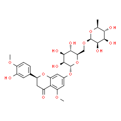 ChemSpider 2D Image | (2S)-2-(3-Hydroxy-4-methoxyphenyl)-5-methoxy-4-oxo-3,4-dihydro-2H-chromen-7-yl 6-O-(6-deoxy-beta-L-mannopyranosyl)-alpha-D-mannopyranoside | C29H36O15
