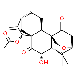 ChemSpider 2D Image | (3alpha,6beta,8alpha,9beta,10alpha,13alpha,15beta)-6-Hydroxy-1,7-dioxo-3,20-epoxykaur-16-en-15-yl acetate | C22H28O6
