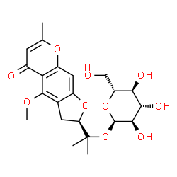 ChemSpider 2D Image | 2-[(2R)-4-Methoxy-7-methyl-5-oxo-2,3-dihydro-5H-furo[3,2-g]chromen-2-yl]-2-propanyl alpha-D-glucopyranoside | C22H28O10