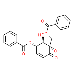 ChemSpider 2D Image | [(1S,5S,6S)-5-(Benzoyloxy)-1,6-dihydroxy-2-oxo-3-cyclohexen-1-yl]methyl benzoate | C21H18O7