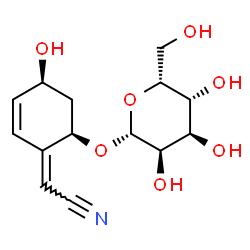 ChemSpider 2D Image | (2Z)-[(4S,6R)-6-(beta-D-Gulopyranosyloxy)-4-hydroxy-2-cyclohexen-1-ylidene]acetonitrile | C14H19NO7
