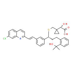 ChemSpider 2D Image | (2S)-{1-[({(1R)-1-{3-[(E)-2-(7-Chloro-2-quinolinyl)vinyl]phenyl}-3-[2-(2-hydroxy-2-propanyl)phenyl]propyl}sulfanyl)methyl]cyclopropyl}(hydroxy)acetic acid | C35H36ClNO4S