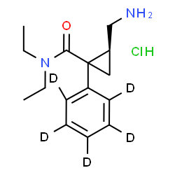 ChemSpider 2D Image | (2S)-2-(Aminomethyl)-N,N-diethyl-1-(~2~H_5_)phenylcyclopropanecarboxamide hydrochloride (1:1) | C15H18D5ClN2O