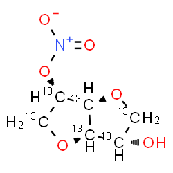 ChemSpider 2D Image | 1,4:3,6-Dianhydro-2-O-nitro-L-(~13~C_6_)iditol | 13C6H9NO6
