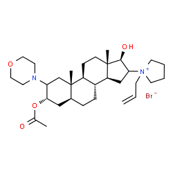 ChemSpider 2D Image | (3alpha,5alpha,17beta)-3-Acetoxy-16-(1-allyl-1-pyrrolidiniumyl)-17-hydroxy-2-(4-morpholinyl)androstane bromide | C32H53BrN2O4