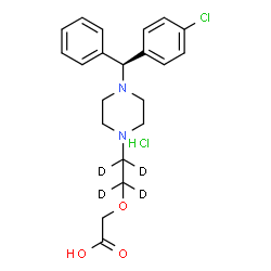ChemSpider 2D Image | {[2-{4-[(S)-(4-Chlorophenyl)(phenyl)methyl]-1-piperazinyl}(~2~H_4_)ethyl]oxy}acetic acid hydrochloride (1:1) | C21H22D4Cl2N2O3