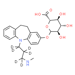 ChemSpider 2D Image | 5-[3-(Methylamino)(~2~H_6_)propyl]-10,11-dihydro-5H-dibenzo[b,f]azepin-2-yl D-glucopyranosiduronic acid | C24H24D6N2O7